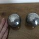 Brutalist salt and pepper ball in cast steel