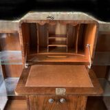 Teak cabinet with two display cabinets and vintage neon lights
