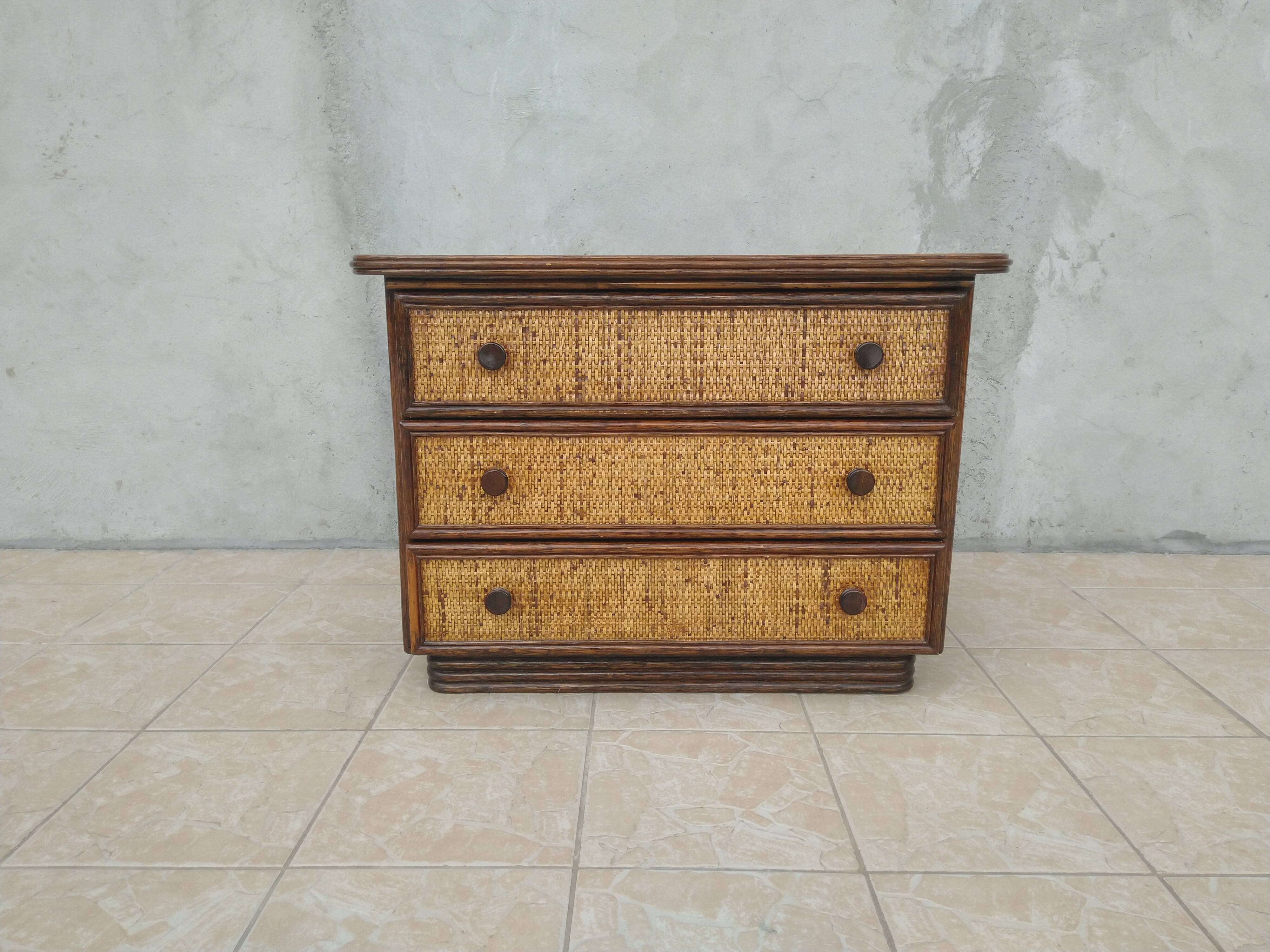 Maugrion vintage rattan dresser