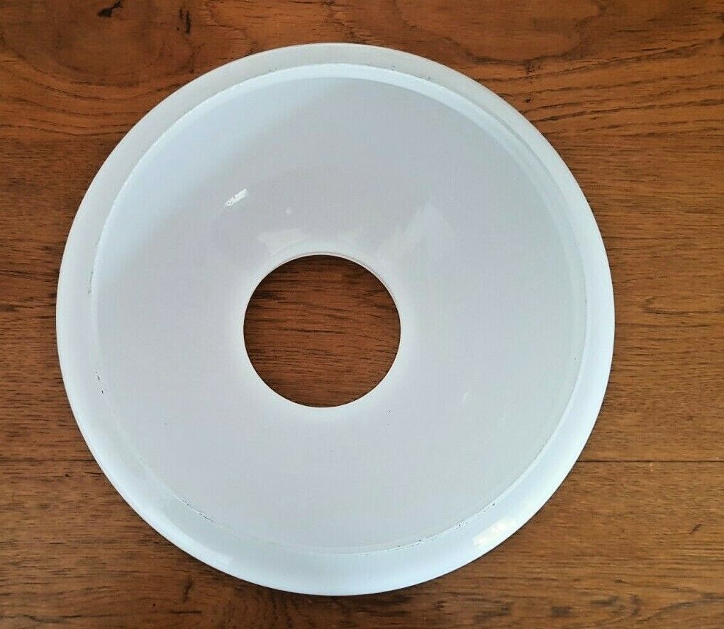 Vintage French White Opaque Round Glass Lantern Replacement Shade 3543