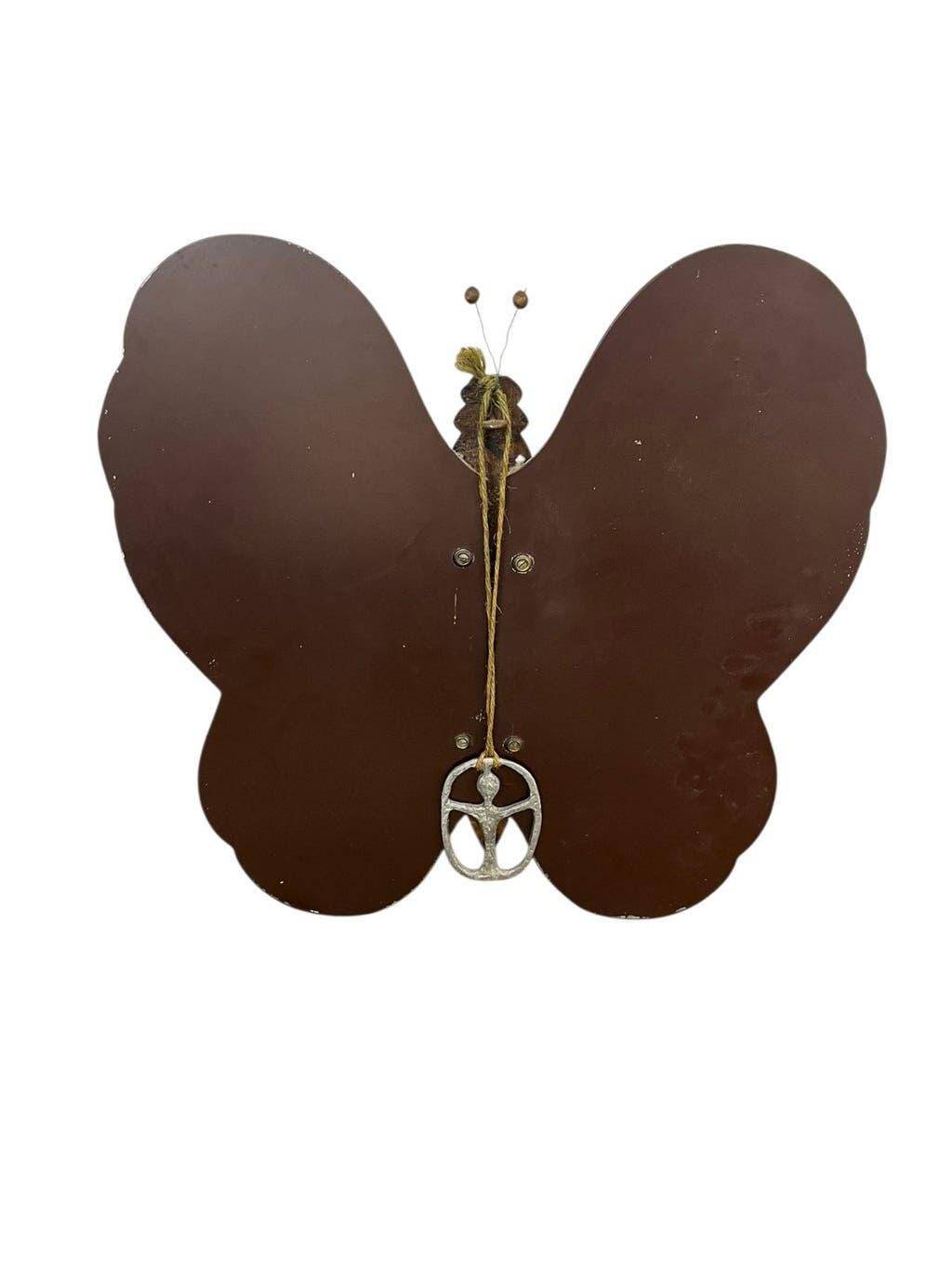 Vintage wall mirror "Butterfly" with wooden accent