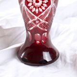 Large antique Bohemian vase, chiseled ruby color