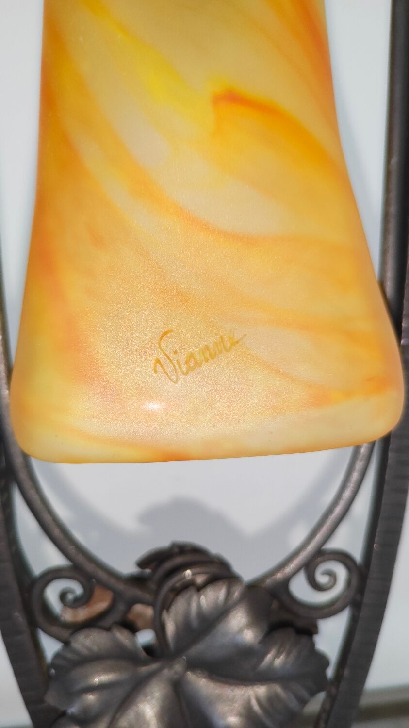 Lampe fer forgé art déco signé Vianne