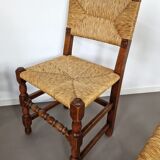 Set of French primitive rush chairs | 1930s