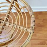 Vintage rattan stool in retro bohemian style - 1950s/1960s -