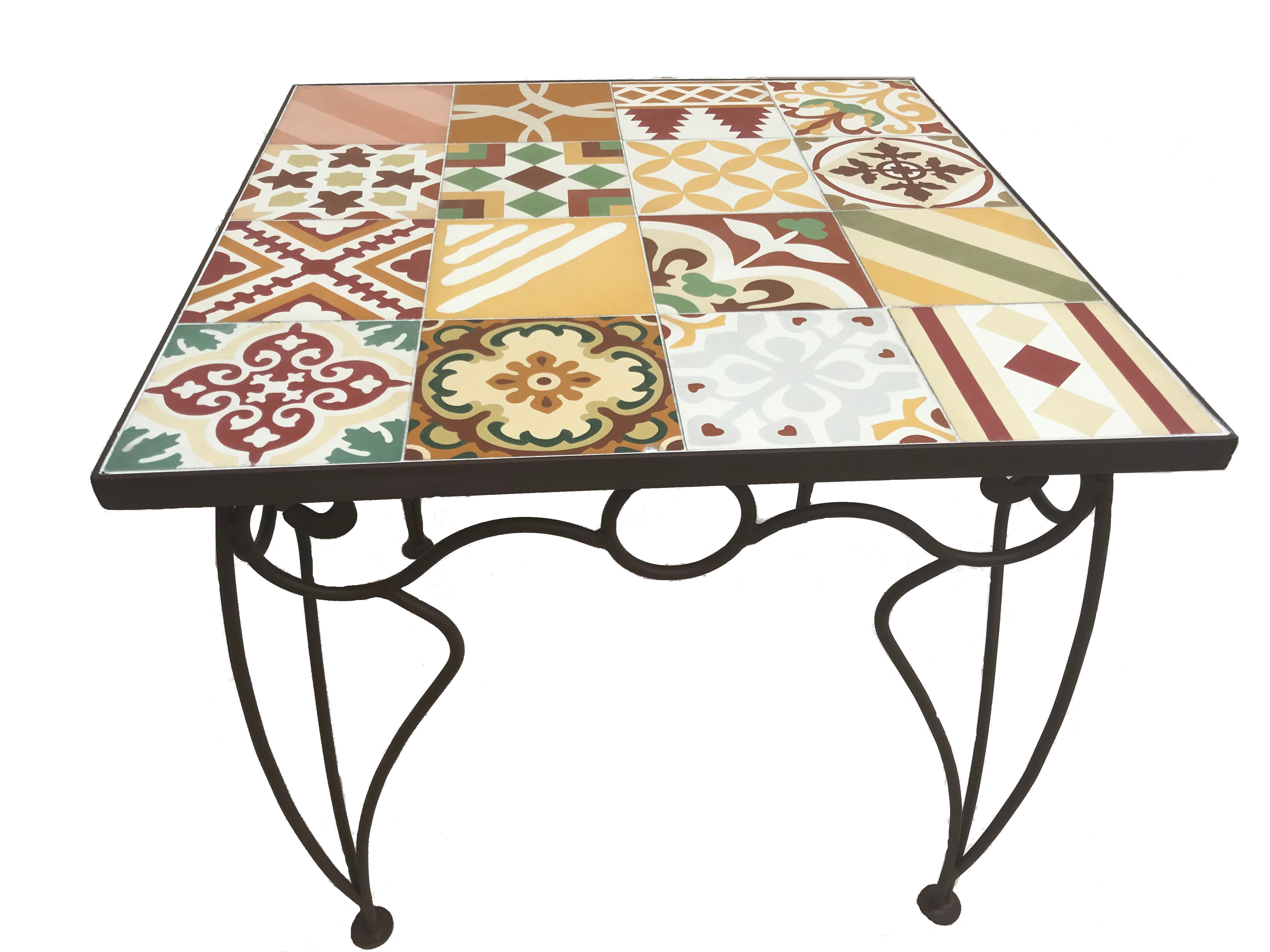 Wrought iron and wood table