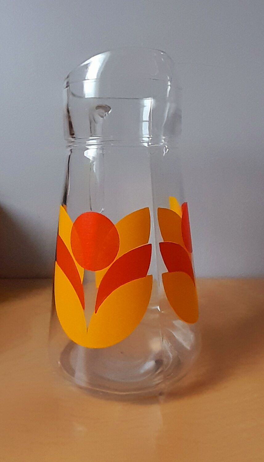 Carafe service and 2 glasses 70s