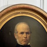 Oil on canvas portrait of a man, late 19th century, oval frame gilded with gold leaf.