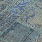 Handwoven oriental vintage 175 cm x 247 cm blue patchwork carpet