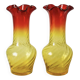 Paire de vases en verre soufflé amberina 60s