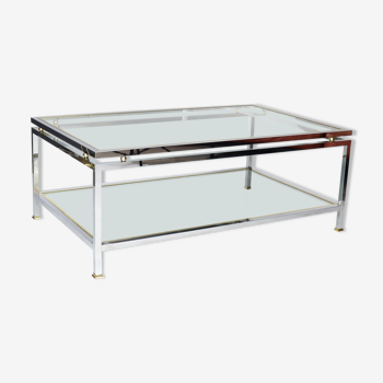 Glass and chrome metal coffee table