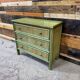Small green caned chest of drawers - 1980s
