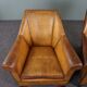Pair of vintage sheep leather Art Deco armchairs by Bart van Bekhoven