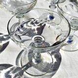 Champagne glasses 1 set of 4 crystal with flat ribs on curve