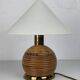 Lampe de table en rotin, bambou et laiton, Italie années 1970