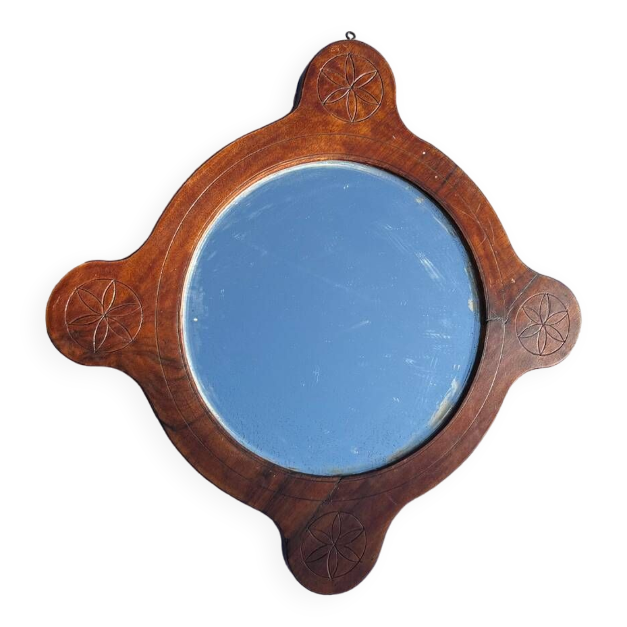 Wooden mirror with vintage rosettes