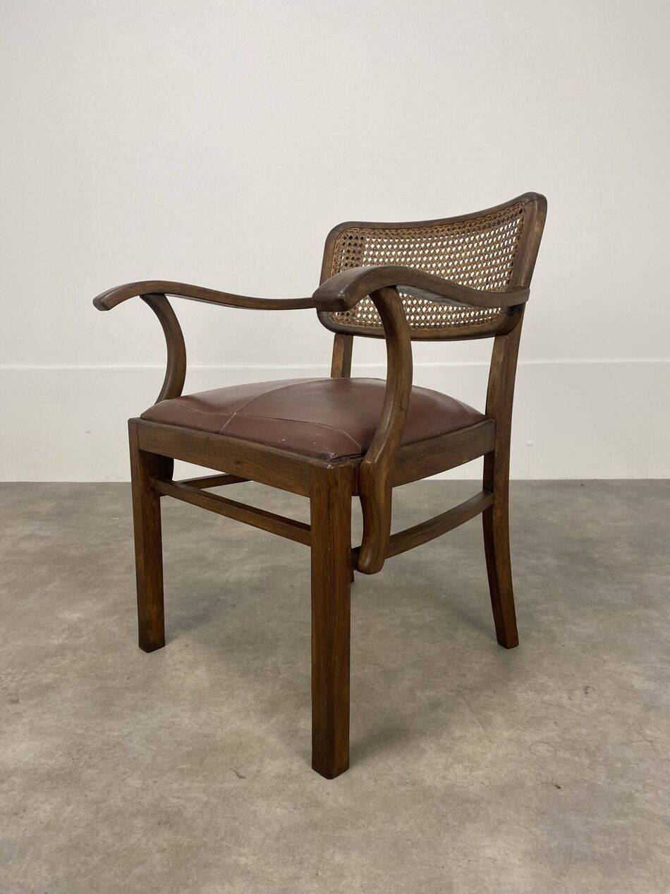 Office chair or bridge chair from the 1920s, wooden frame, backrest.