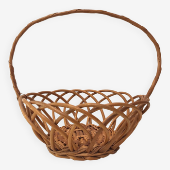 Vintage rattan fruit basket, 1960s