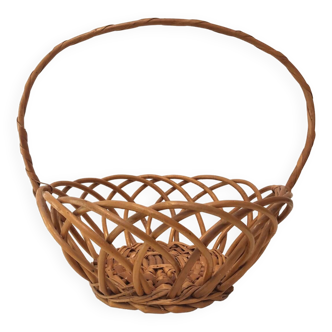 Vintage rattan fruit basket, 1960s