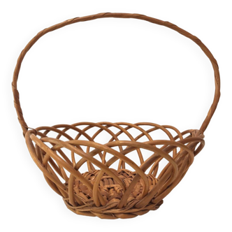 Vintage rattan fruit basket, 1960