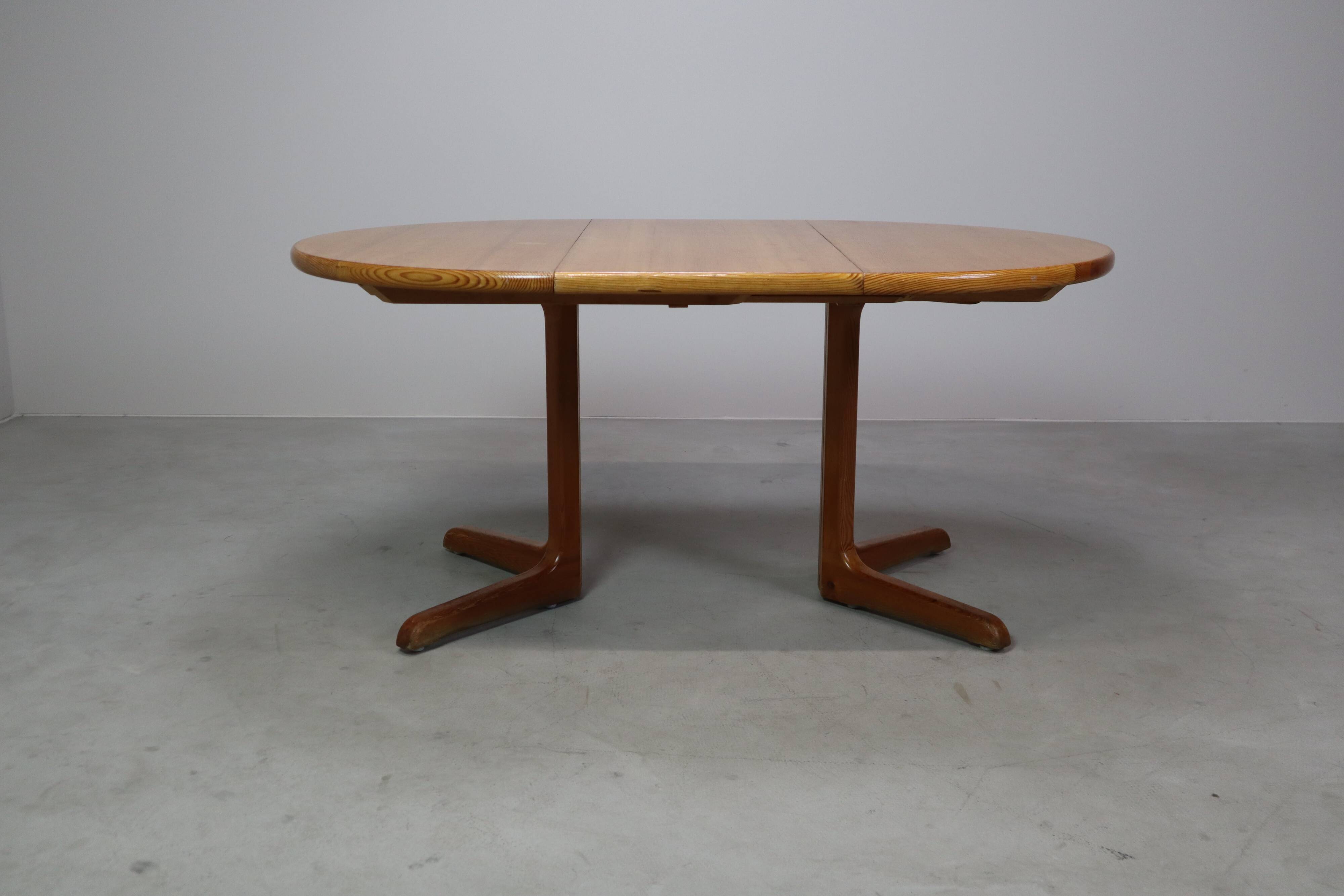 Scandinavian solid pine extendable dining table