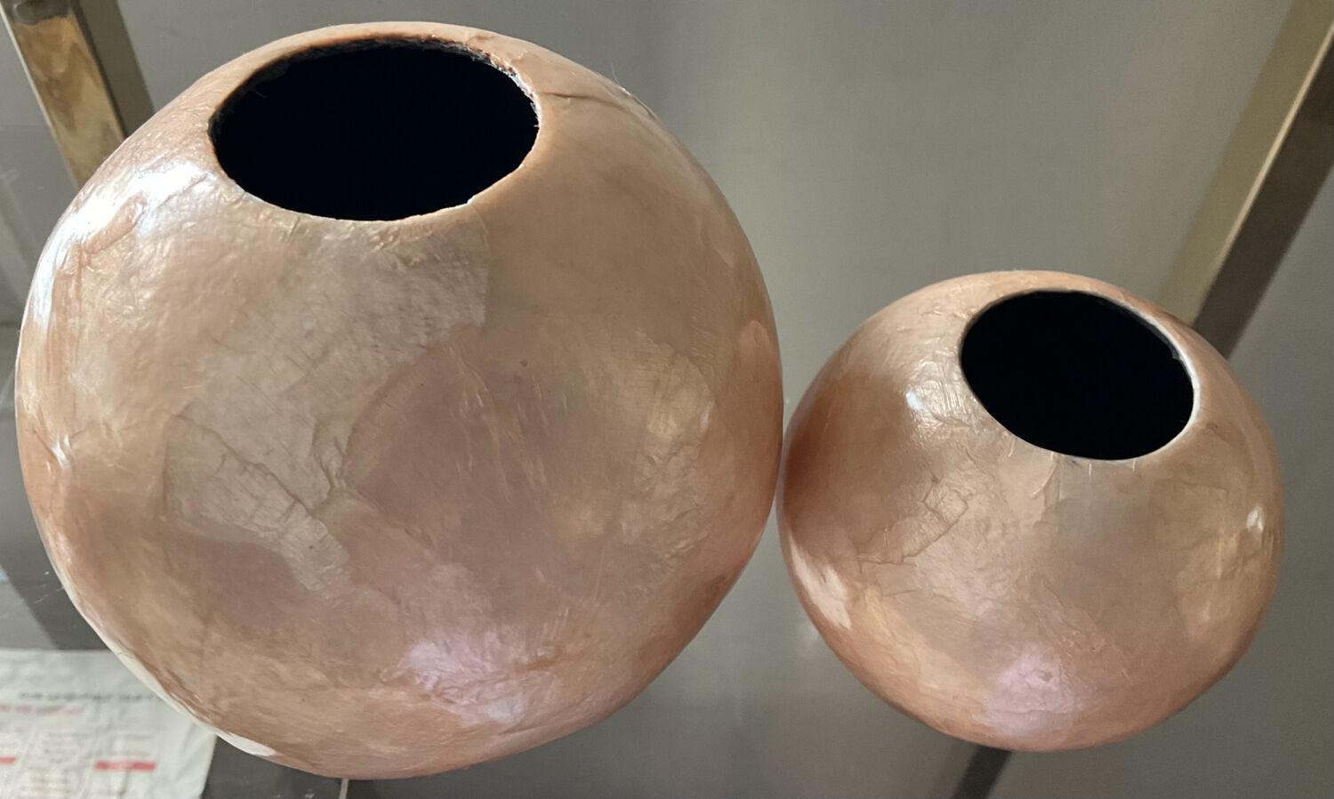 Duo of vintage mother-of-pearl vases