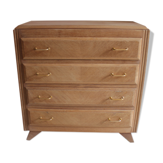 Chest of drawers with compass feet in raw wood