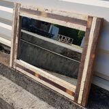 Rectangular mirror in polychrome wood