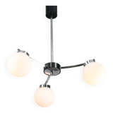 Mid-Century Italian Chrome and Opaline Chandelier