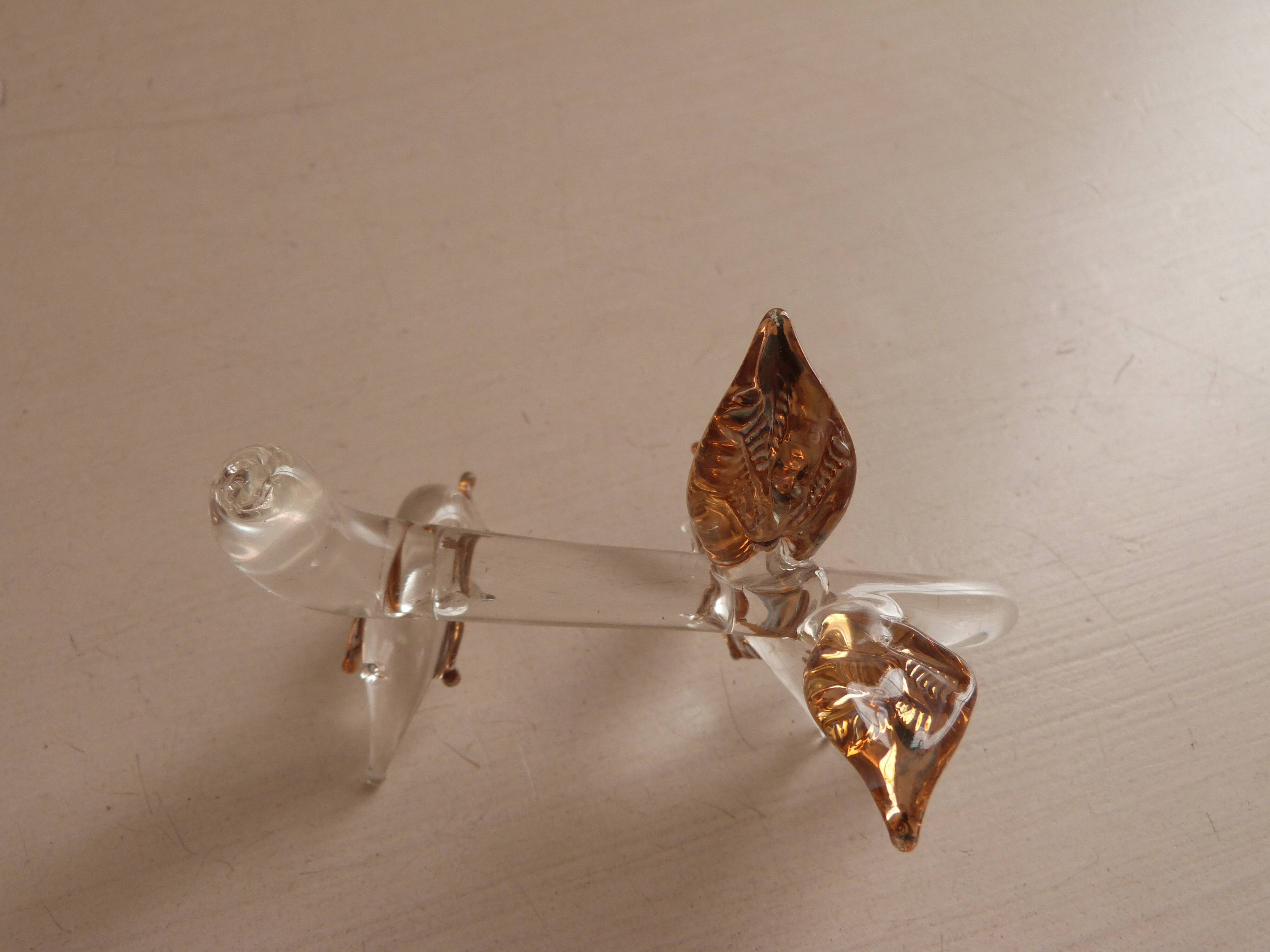 Glass knife rest with bird and golden leaf (set of 6)