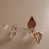 Glass knife rest with bird and golden leaf (set of 6)