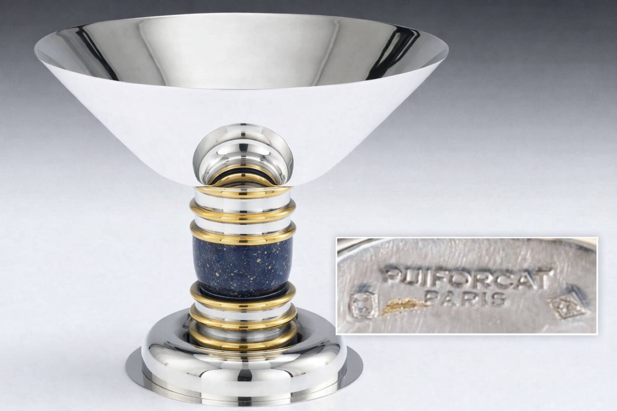 JEAN-EMILE PUIFORCAT - ART DECO CUP IN STERLING SILVER & VERMEIL MINERVE