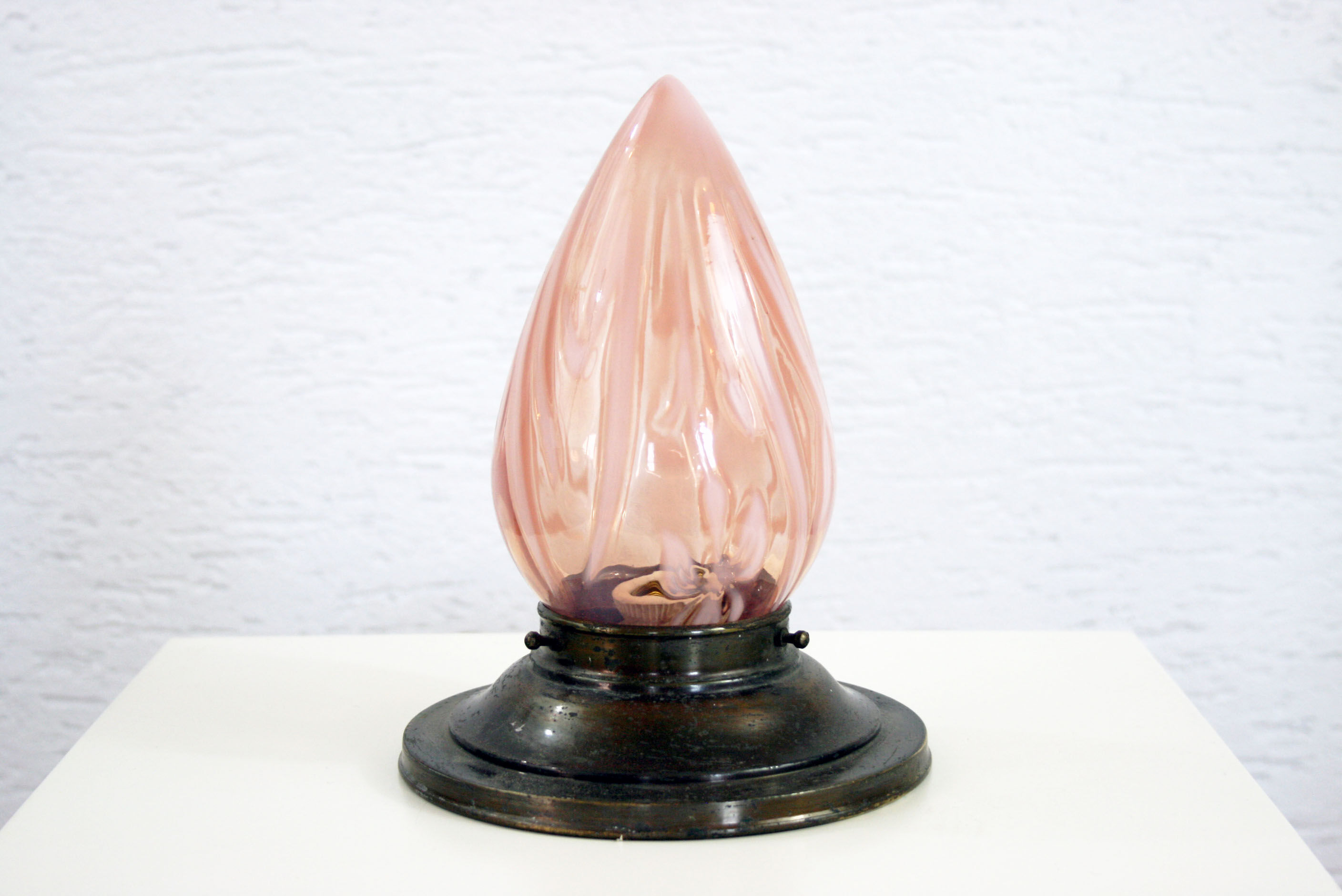Glass and brass ceiling lamp 50s