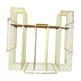Vinyl record holder / graphic design magazines in yellow metal 1960-1970