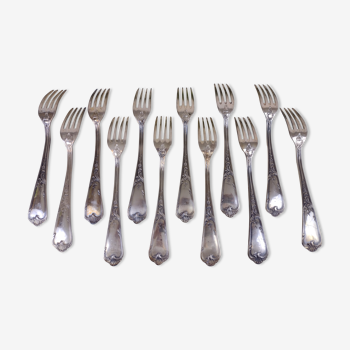 Set de 12 fourchettes ercuis métal argenté rocaille