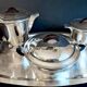 Art deco tea & coffee set in silver metal and ebony