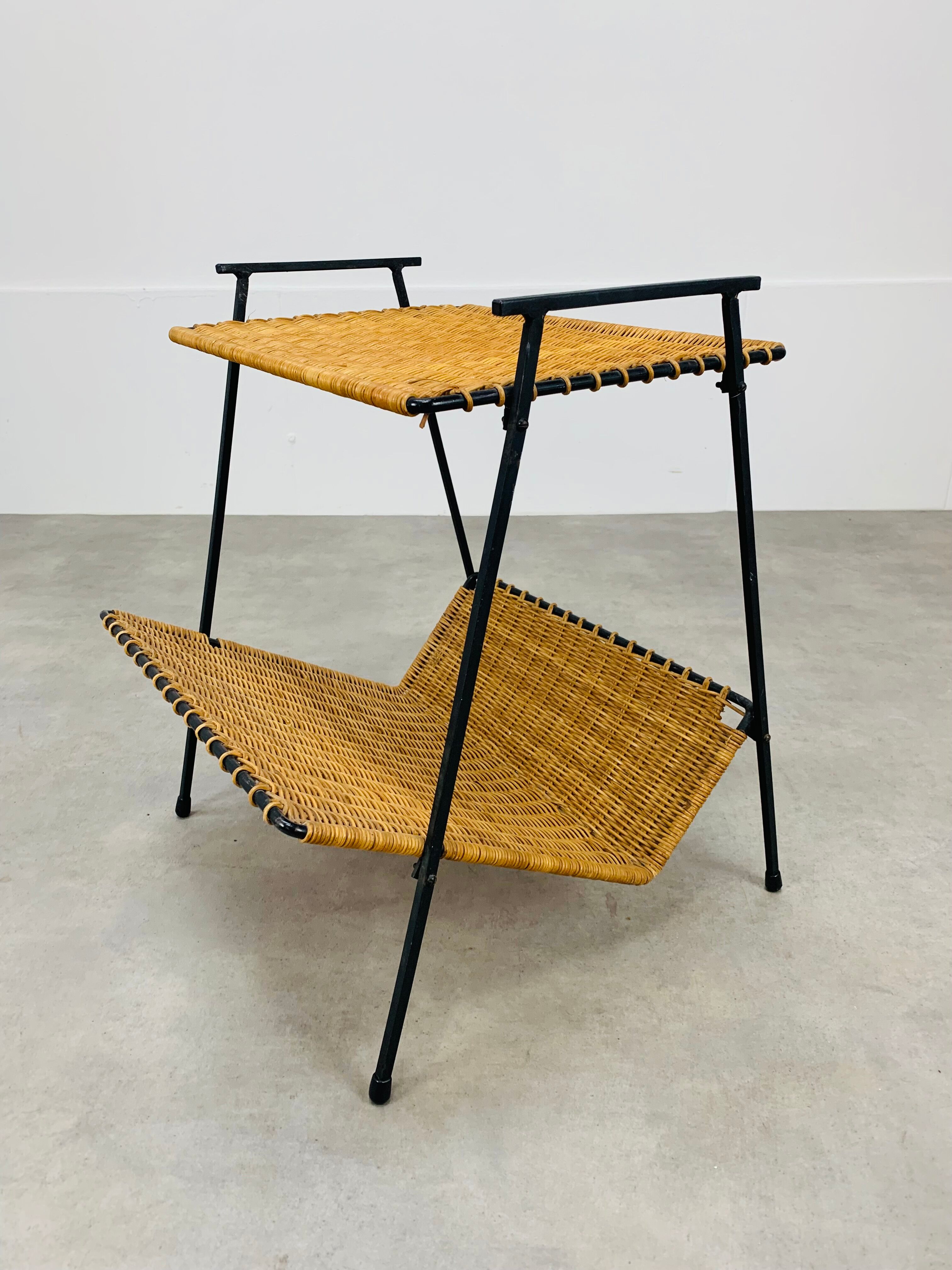 Side table rattan metal 50s, door review