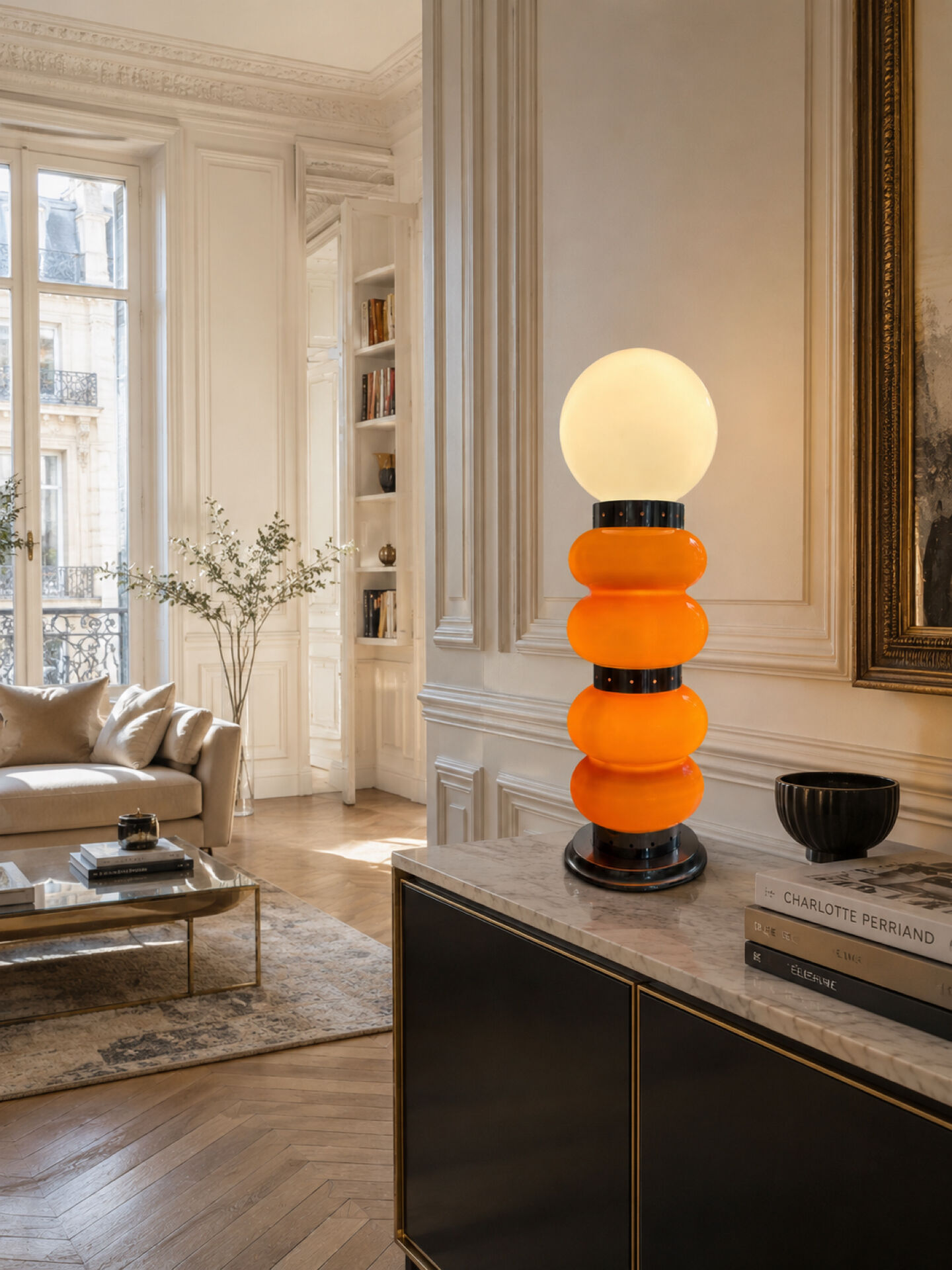 Vintage orange glass lamp – attributed to Carlo Nason, 1970s