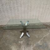Glass table with iron leg