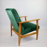 Green Velvet Lounge Chair, 1970s