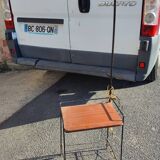 Floor lamp end of sofa in wrought iron and mahogany 1950