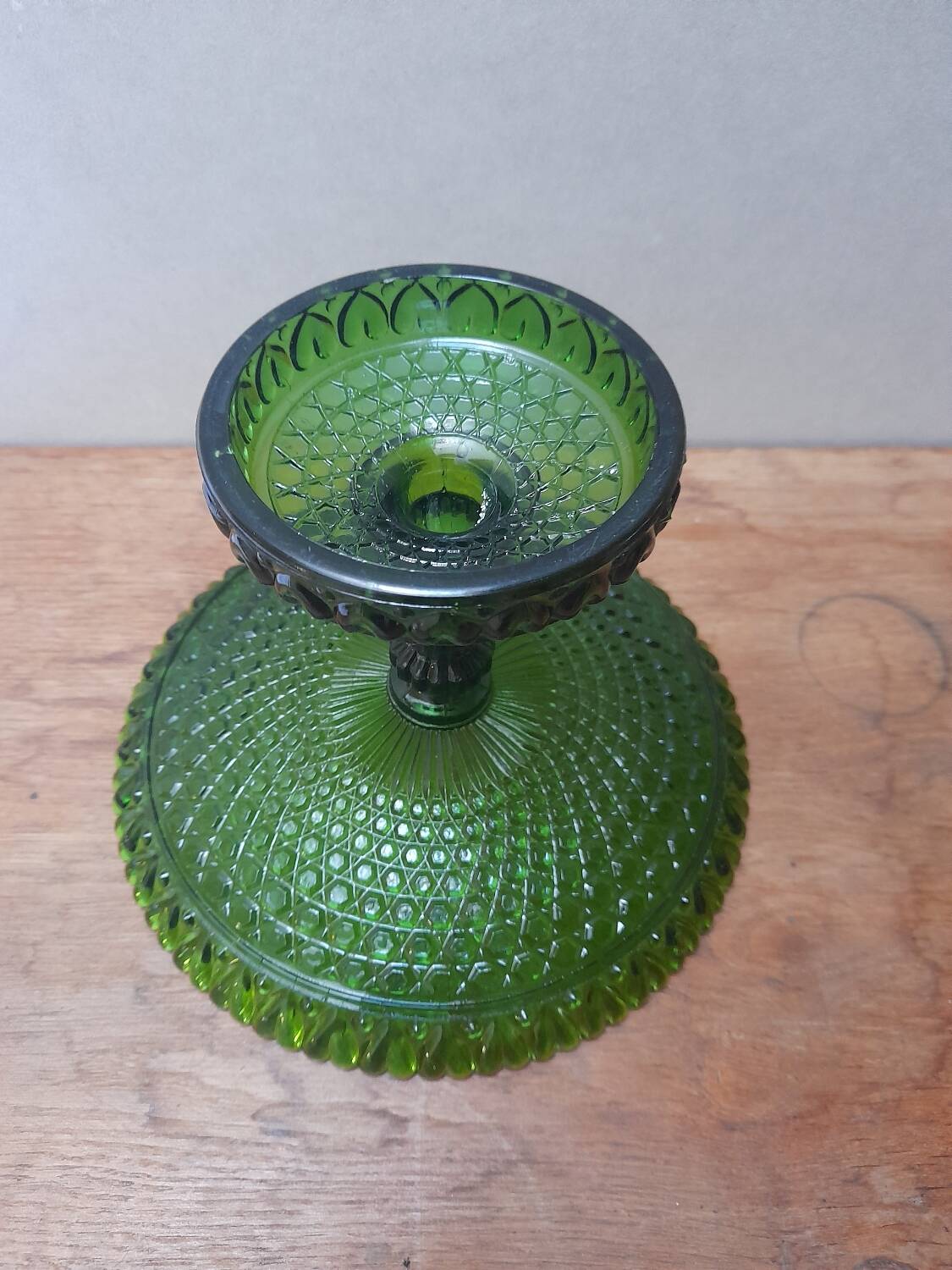 Chiseled glass footed dish