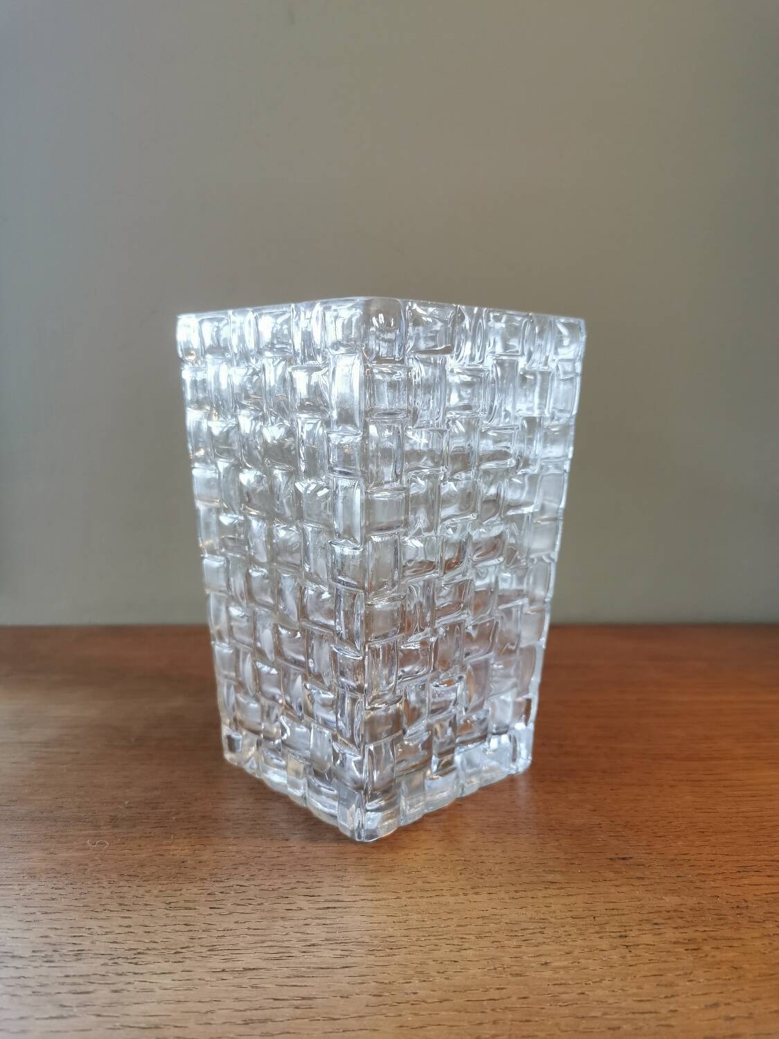 Vintage square glass vase
