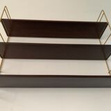 String wall shelf in wood and brass, 1960