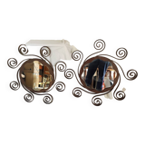 Pair of wrought iron sun mirrors