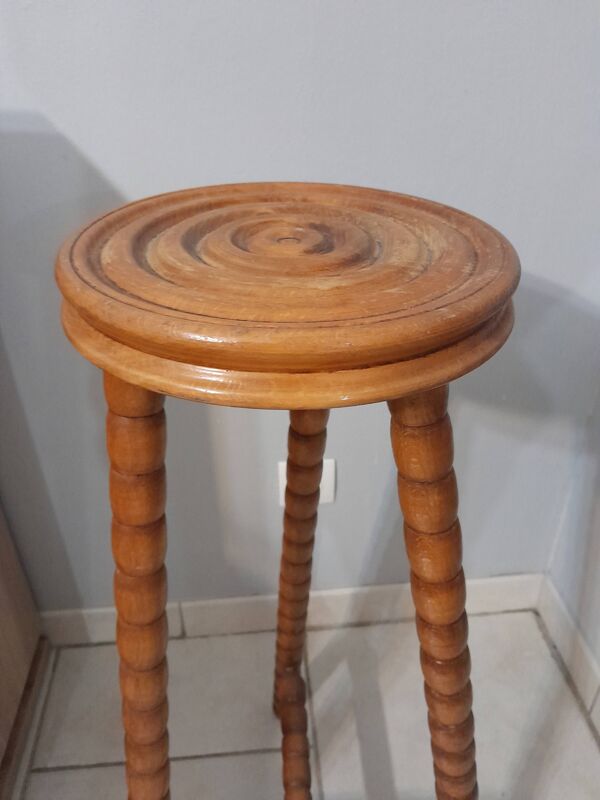 Sellette guéridon tabouret bois tourné vintage année 50