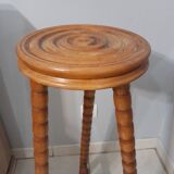 Pedestal table turned wooden stool vintage 50s