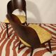 Ensemble de 4 chaises de salle à manger de style art déco en bois de chêne marron chocolat avec revêtement géométrique