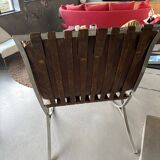 Pair of brown leather armchairs