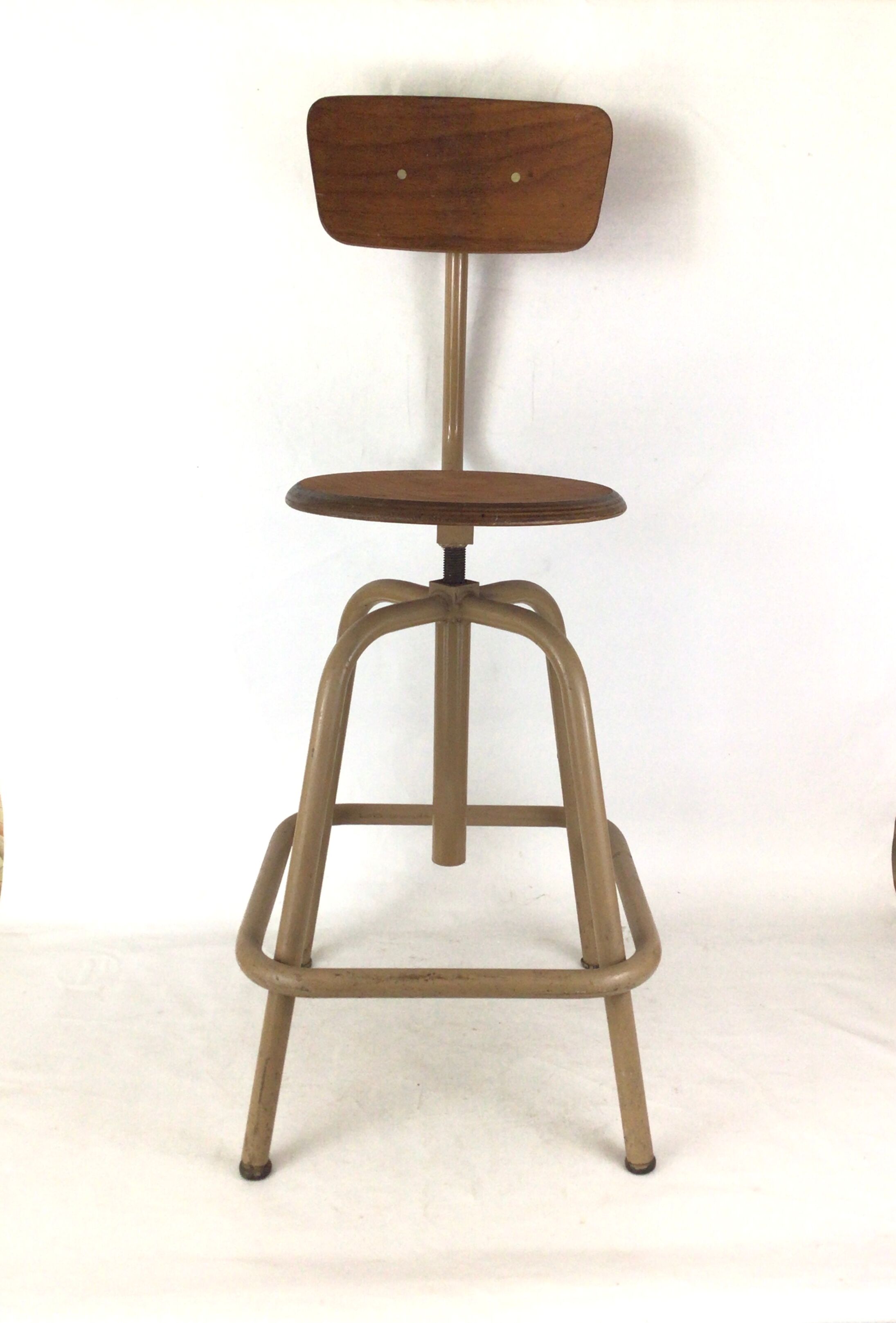 Industrial chair with metal and wood screws